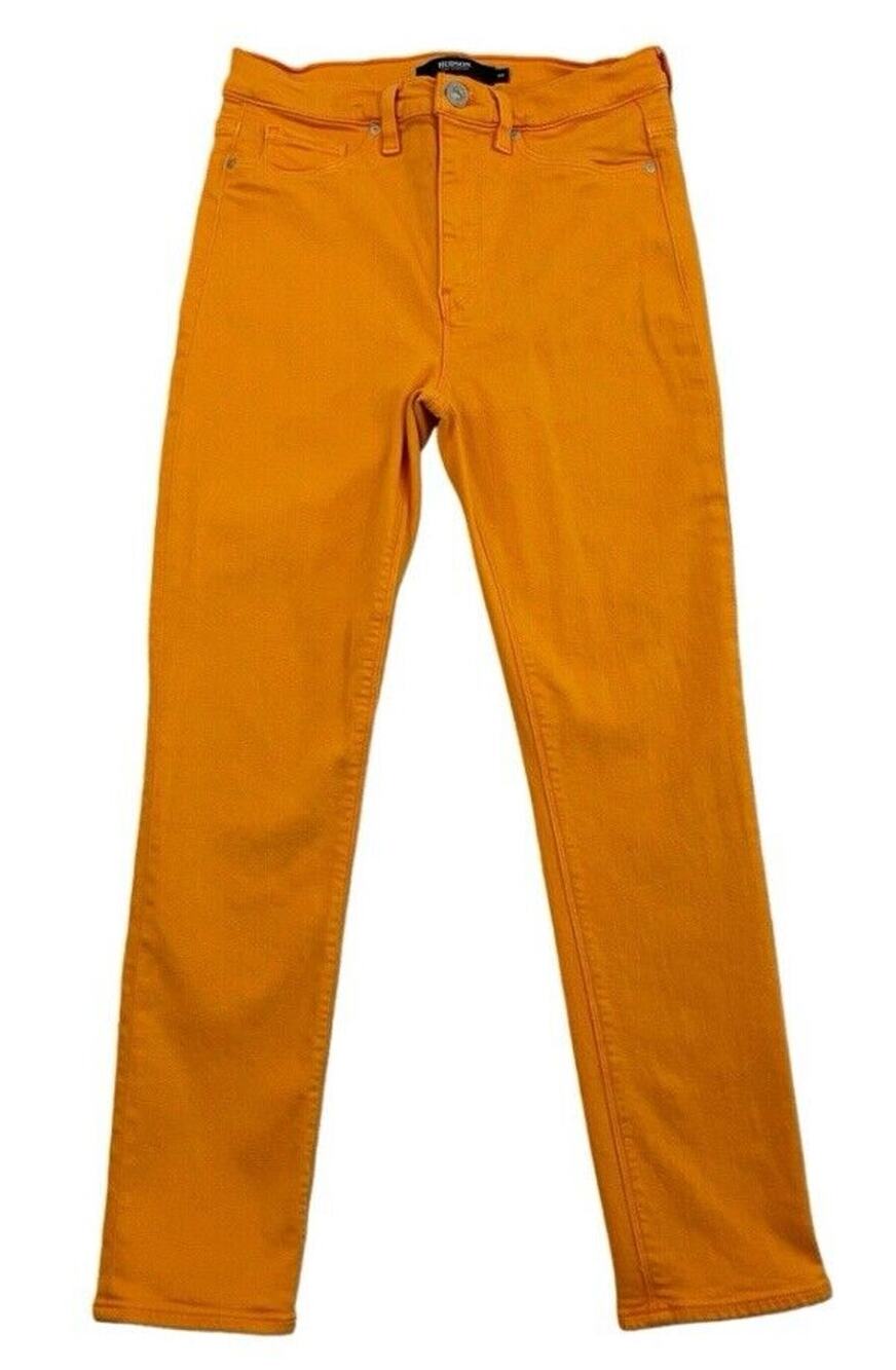 Hudson Jeans Womens 28 Orange Barbara Skinny Mid Rise Dark Wash Stretch Denim